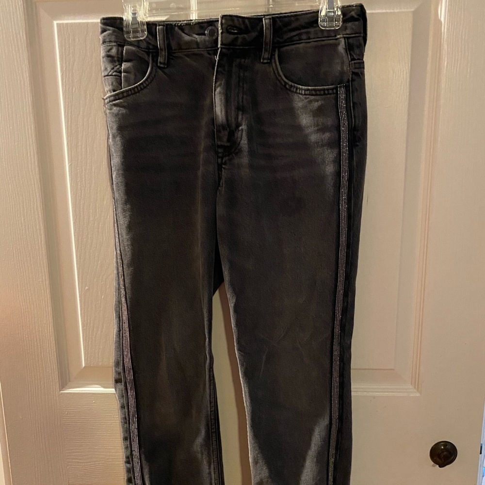 Zara black jeans with rhinestones on side